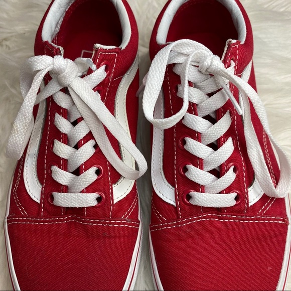 Vans Old Skool Low Top Red & White Unisex Shoes 7 - Picture 13 of 14